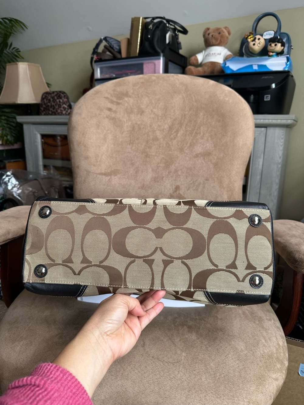 Coach Hampton Signature Large Satchel Brown Style F15670 Good Condition - Picture 6 of 12